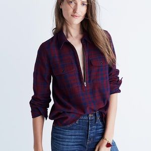 NWT Madewell Zip-Front Flannel